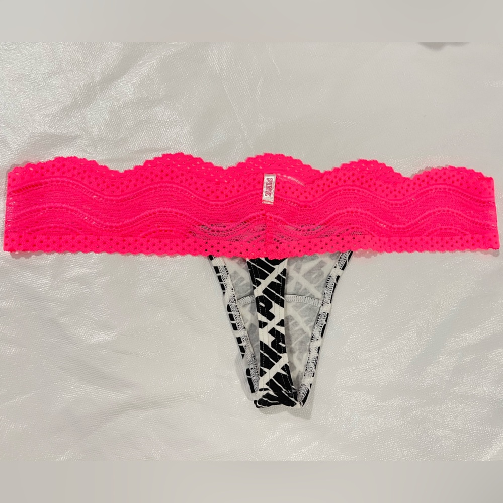 PINK Victoria's Secret Neon Pink and Black Panties - Picture 3 of 3